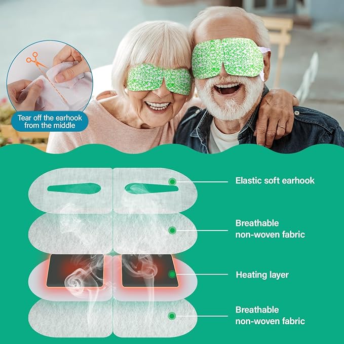 ProCIV Self-Heating Hot Eye Mask Soothing Headache, Dry Eyes, Heating Eye Mask for Stress Eye Fatigue Relief 4PCS
