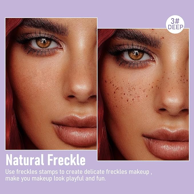 Freckles Stamp Pen, Resistant Faux Liquid Freckle Makeup, Waterproof Sweatproof Quick Dry Long Lasting, Natural Lifelike Sunkissed Matte Finish Fake Freckle Pen-DEEP