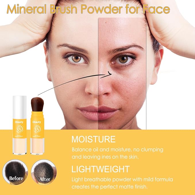 Mineral Setting Powder, Matte Oil Control Mineral Brush Powder for Face, Natural Translucent Loose Setting Powder, Lasting Lightweight Breathable Face Powder for All Skin (Translucet, 8g)
