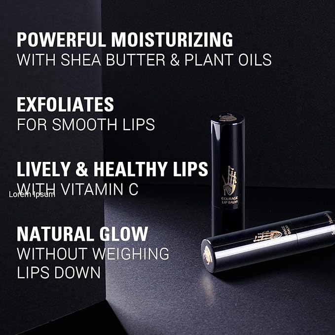 Courage Lip Balm – Hydrating Lip Balm for Men - Shea Butter & Cica to Moisturize & Soothe Dry, Chapped Lips – Anti Aging Lip Moisturizer to Restore Radiance and Improve Softness of Lips, 0.12oz.