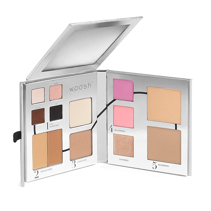 Woosh Beauty, Fold out Face Original Makeup Palette, Travel, All in One, Neutral Cream & Powder (#2.5 Medium Tan)