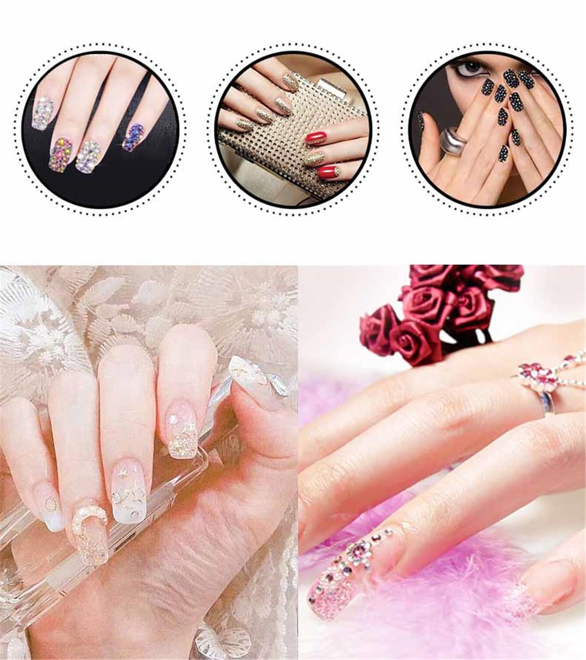 2250 Pcs SS16 4mm AB Flatback Rhinestones for Nails Art Crafts Glitter Round Shine Gems Crystals DIY Clothes Shoes （Black-Bottom Ink-Blue AB）