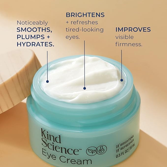 Kind Science by Ellen DeGeneres Eye Cream - Under Eye Cream to Refresh Eyes - Hydrating Eye Cream for Wrinkles Noticably Smooths & Moisturizes - Paraben, Dye & Fragrance Free, 0.5 fl oz