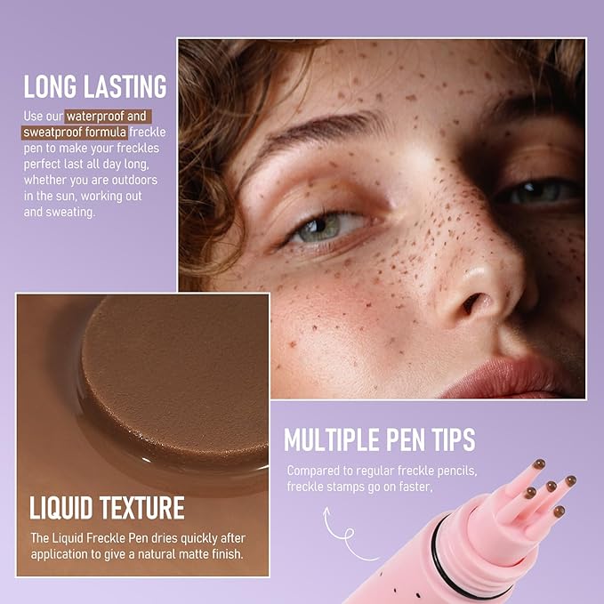 Freckles Stamp Pen, Resistant Faux Liquid Freckle Makeup, Waterproof Sweatproof Quick Dry Long Lasting, Natural Lifelike Sunkissed Matte Finish Fake Freckle Pen-LIGHT