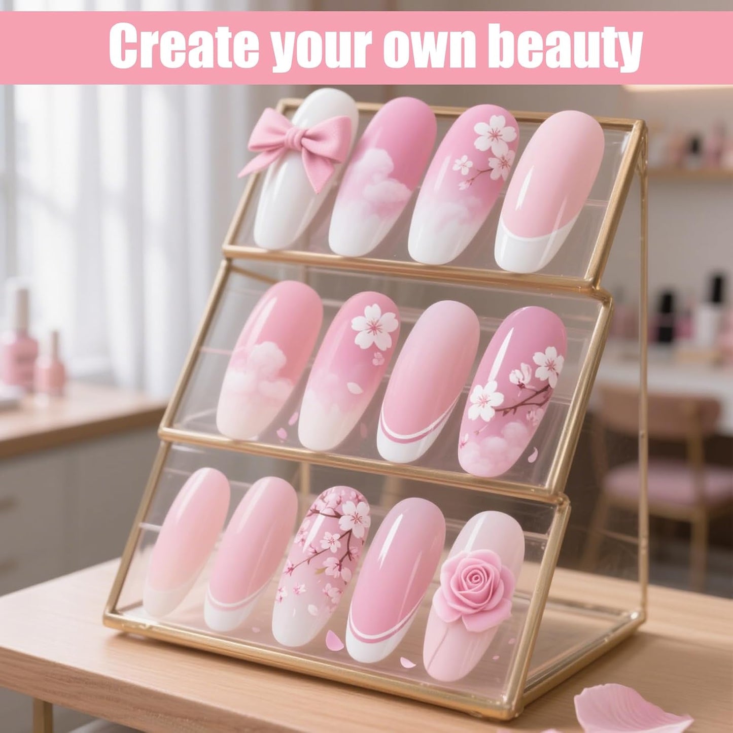 Artdone 15pcs Pink Nail Art Brushes, Nail Art Tool Set, Dotting Tools, Dust Brush,Striping Brushes for Long Lines, Drawing Pen For Gel Polish Design supply