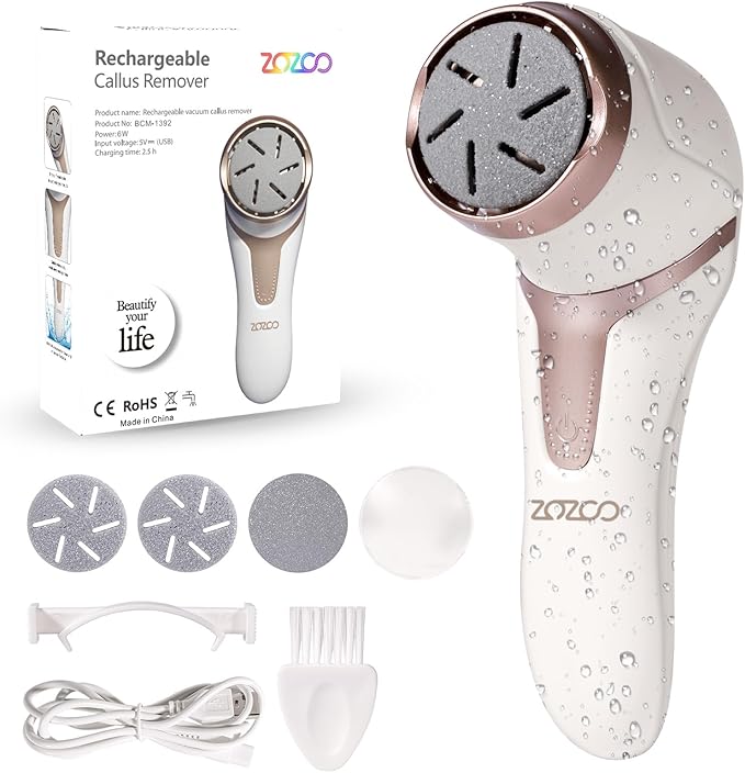 Electric Foot Callus Remover with Dander Vacuum, Rechargeable Waterproof Professional Portable Pedicure Tool, 3 Roller & 2 Speeds Electric Foot File Kit for Care of Dead Skin,Chapped,Callus,Cracks