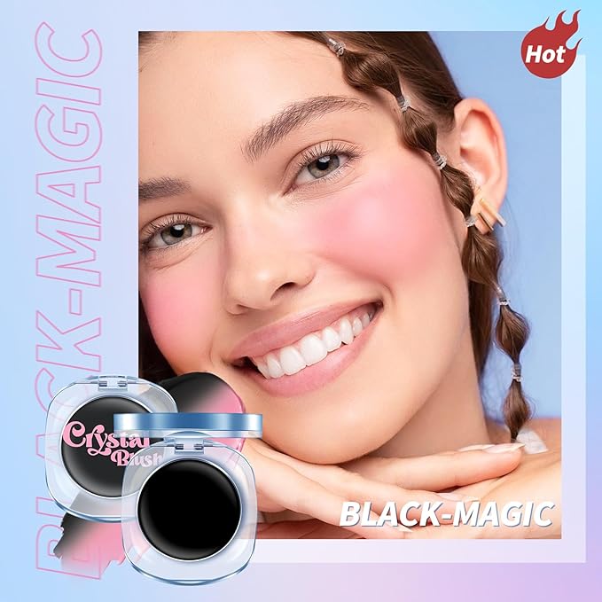 Color Changing Blusher, Black to Pink Blush for Cheek Tint PH Temperature Change Magic Moisturizing Multi-use Cream,LongLasting Waterproof Lightweight Natural-Looking Face Makeup