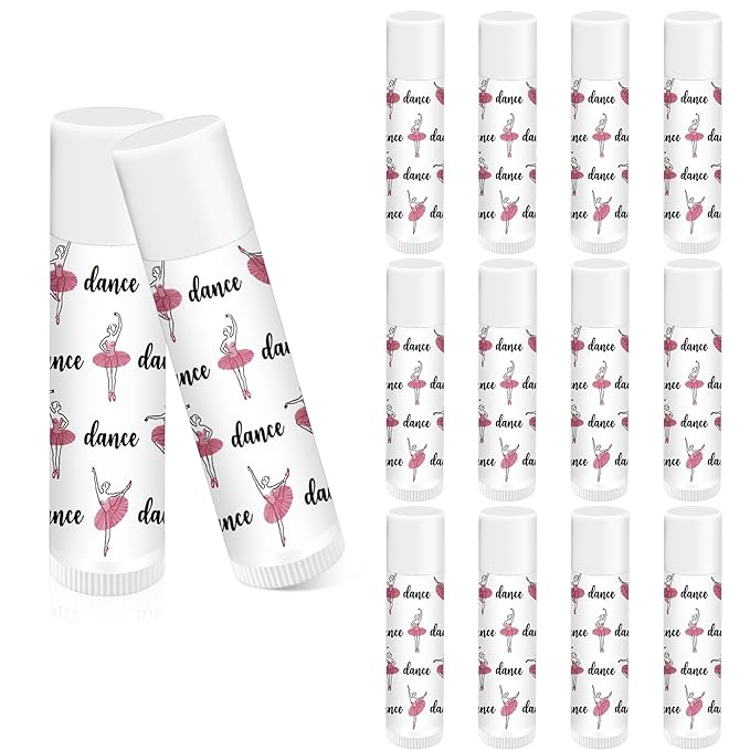 12 Pack Dance Theme Ballet Lip Balms Bulk Moisturizing Lip Balms Back To School Gift Ballet Gifts Lip Balm Christmas Thanksgiving Day Dance Party Thanks Gift for Dancer Girl Woman