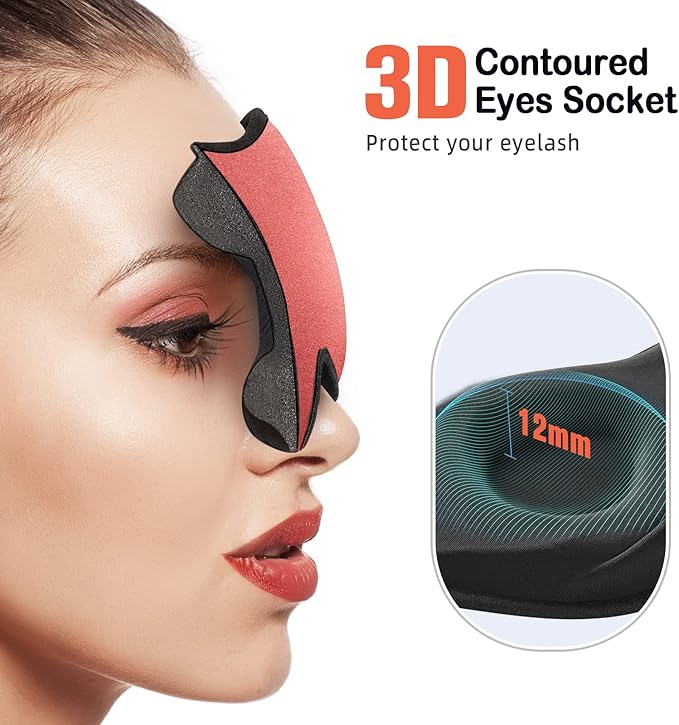 LitBear Sleep Masks for Women, Sleep Eye Mask for Sleeping, Comfortable Night Sleeping Mask, Soft Contoured Eye Cover for Sleeping with Elastic Strap for Side Sleeper Flying Shift Worker Light Sleeper