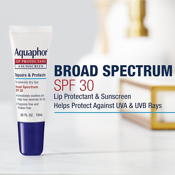 Aquaphor Lip Repair Lip Balm with Sunscreen, Lip Protectant, Lip Balm SPF 30, 0.35 Oz Tube