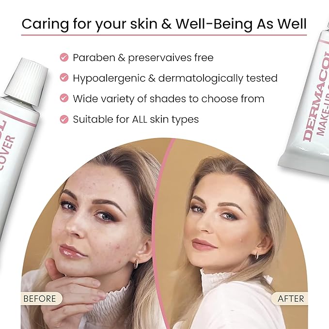 Dermacol Full Coverage Foundation | Long Lasting Waterproof Makeup Cover Cream SPF30 | Hypoallergenic & Light Weight Liquid | Tattoo, Acne, Spots, Under-eye Skin Cover-up - 30g
