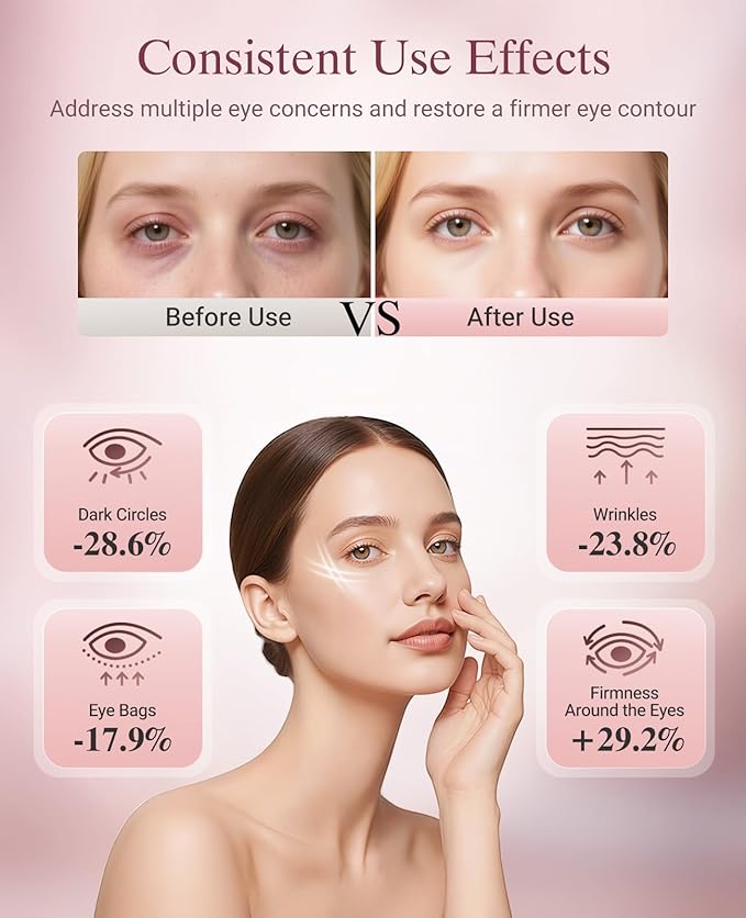 Red Light Therapy for Eyes, Wireless Under-Eye Red Light Therapy Mask with Timing Function, 3 Modes with Near-Infrared, Rechargeable Mask for Home Skincare