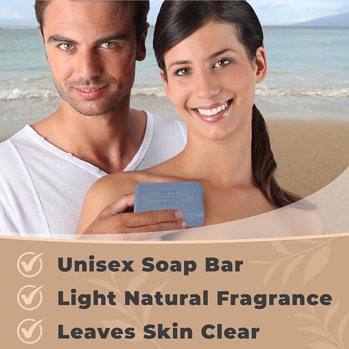 One With Nature Dead Sea Salt Lavender Soap 7oz 3-Pack – Soothing and Exfoliating Soap Bar with Dead Sea Minerals for Face & Body, for Men & Women