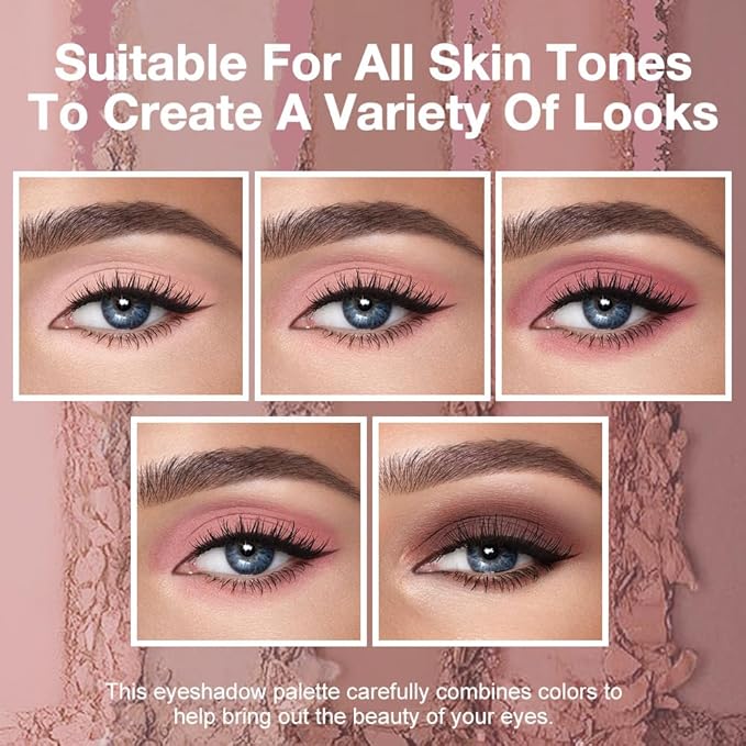 5 Colors Matte Eyeshadow Makeup Palette, 5 Natural Neutral Nude Brown Faded Rose Colors Eyeshadow, Looks for Brown Eyes Women Finish Long Wearing Waterproof Professional Eye Makeup 04#