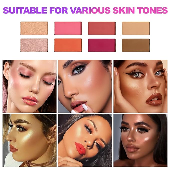 Large Eyeshadow Palette for Makeup Beginners, DE'LANCI Big Colorful All In One Makeup Palette for Stage Makeup, Blush Highlighter Contour Full Highly Pigmented Makeup Pallet Teen Holiday Gifts