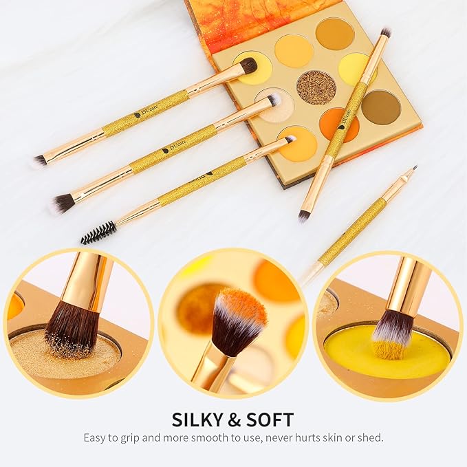 DUcare Eyeshadow Brushes Set Duo End Eye Makeup Brushes Professional Eyeshadow Brush set 5Pcs Travel Concealer Eyebrow Eyelash Eye Liners Blending