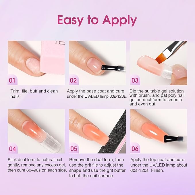 ROSALIND Poly Nail Gel Colors Kit -14 Colors +72 Nail Art Accessories kit Glitter Poly Nails Gel Kit Starter Kit with Mini UV Lamp Slip Solution Nude Pink Poly Nail Art for Beginners with Everything