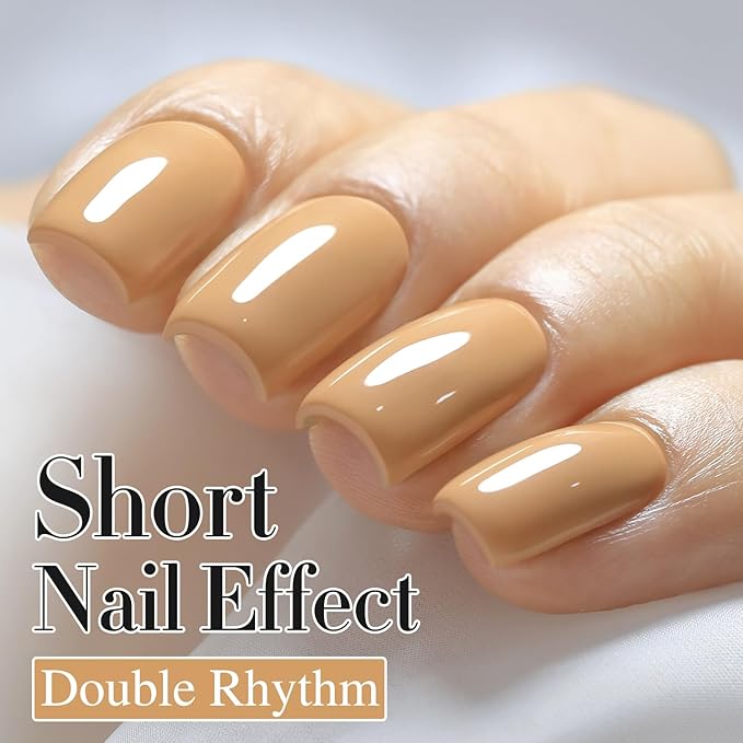 Double Rhythm 0.50 OZ Nude Gel Polish Same Color Same Bottle Sheer Pastel Neutral Natural Milky 15 ML Jelly UV Nail Art DIY at Home (Earth Beige-A1442)