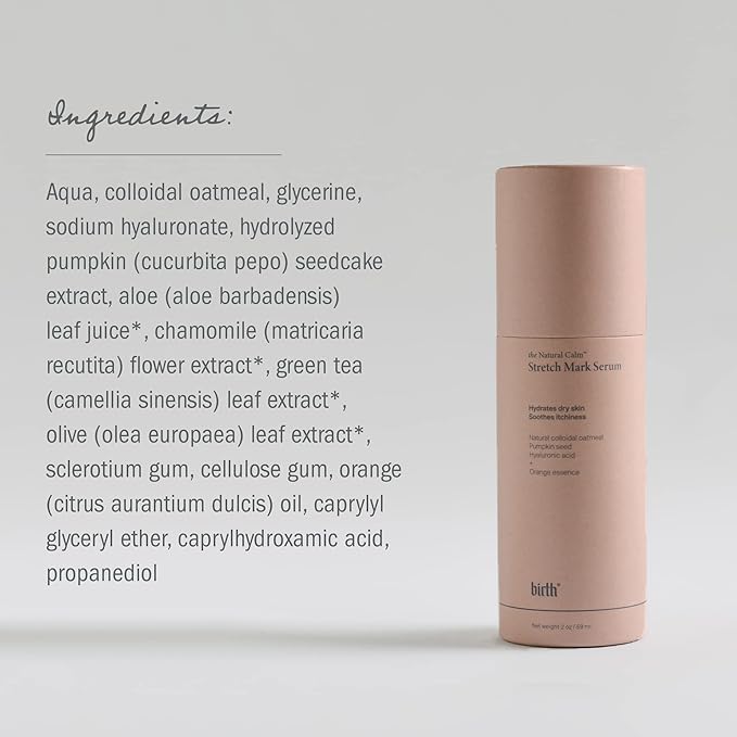 Birth Skincare Stretch Mark Serum for Pregnancy and Postpartum. Natural and safe for sensitive skin and all skin types. 𝐌𝐚𝐝𝐞 𝐢𝐧 𝐂𝐚𝐧𝐚𝐝𝐚, 2oz | 59 ml