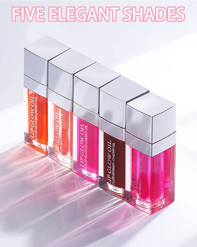 Plumping Lip Glow Oil,Hydrating Tinted Lip Oil Gloss,Glow Reviver Lip Oil,Long Lasting Moisturizing Clear Lip Plumper Oil Tint for Lip Care Dry Lip,Women's Day Makeup Gift for Women (#012 Rosewood)