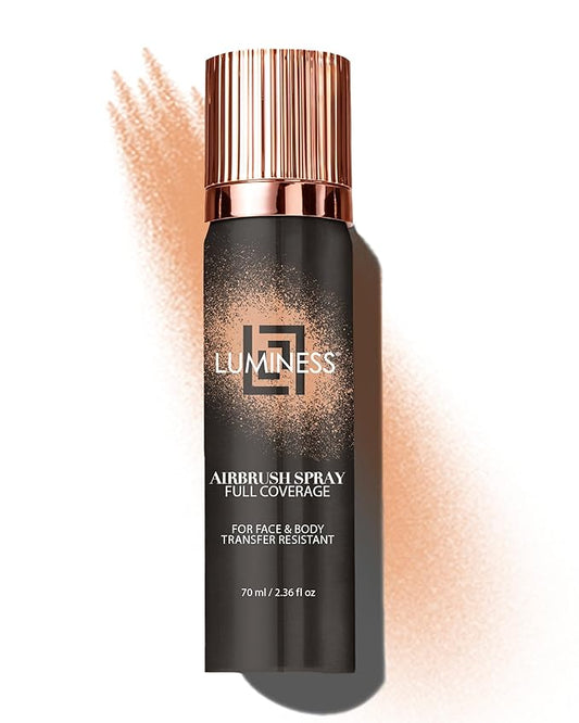 LUMINESS Spray Airbrush Foundation Makeup, Medium Shade 040 - Lightweight, Full Coverage Foundation for Face, Neck, & Body - Concealer for Seamless Blending, Natural-Looking Finish, 2.36 fl oz