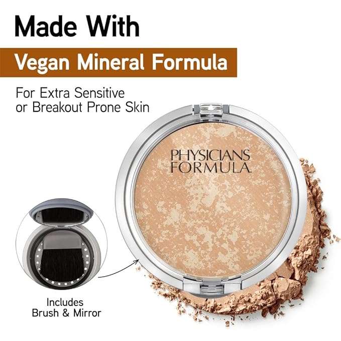 Physicians Formula Mineral Wear Talc-Free Face Powder, Light Coverage Mineral Makeup for Sensitive Skin – Buff Beige