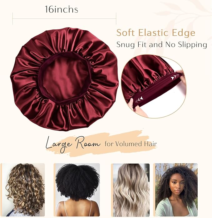 YANIBEST Silk Bonnet for Sleeping Women, Double Layer Hair Satin Bonnets with Elastic Band, Sleep Cap Curly Natural Hair