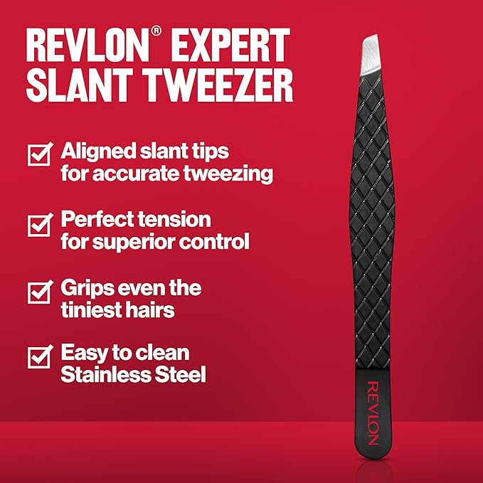 Revlon Expert Slant Tweezer, High Precision For an Easy Hair Removal, Made With Stainless Steel, 1 Count