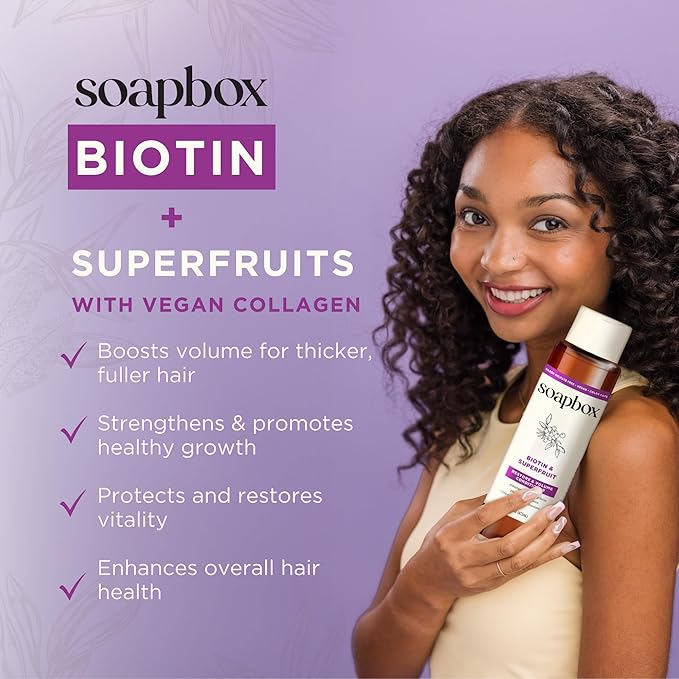 Soapbox Biotin & Collagen Super Fruit Conditioner for Thin, Fine, Thinning Hair | Volumizing & Softening Conditioner to Promote Hair Growth, Strength, Fullness, 1 Liter Pump Bottle