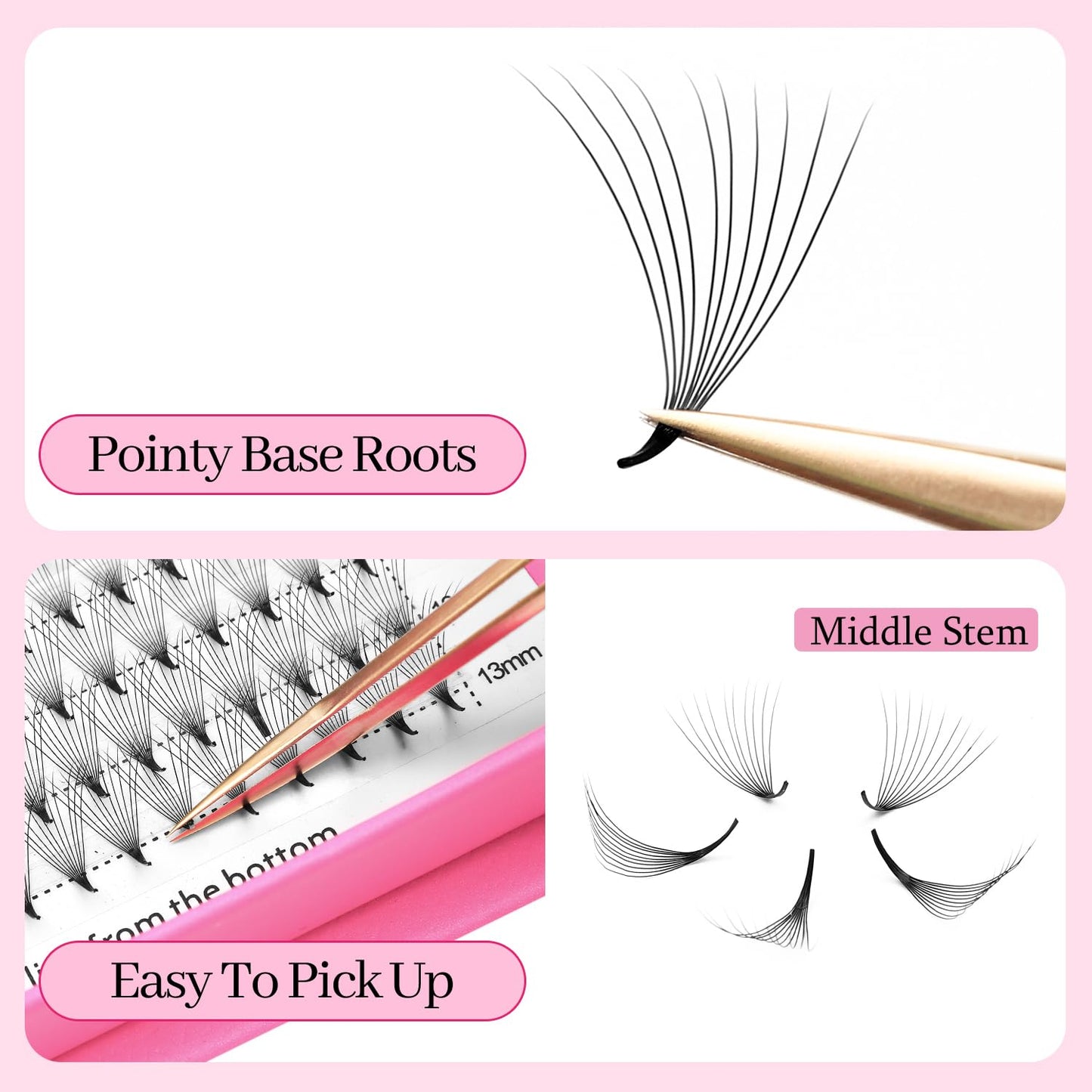 Premade Fans Eyelash Extensions 7D Volume Lash Extensions 0.07 Thickness Eyelash Extension D Curl Premade Lash Fans Mix 9-16mm Fluffy Soft Handmade Lash Fan Eyelashes(7D-0.07-D,9-16mm)