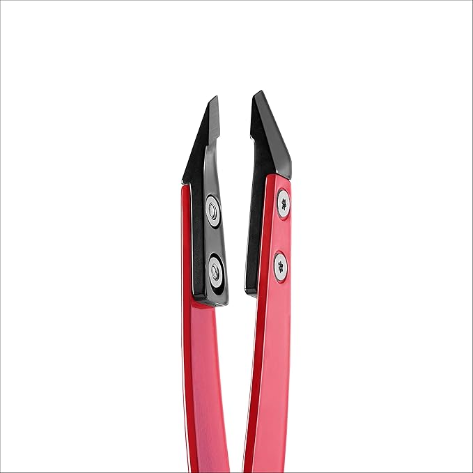 Revlon Ceramic Slanted Tip Tweezers, Precision For Eyebrow Shaping and Fine Hair Removal, Stainless Steel Body, Red, 1 Count