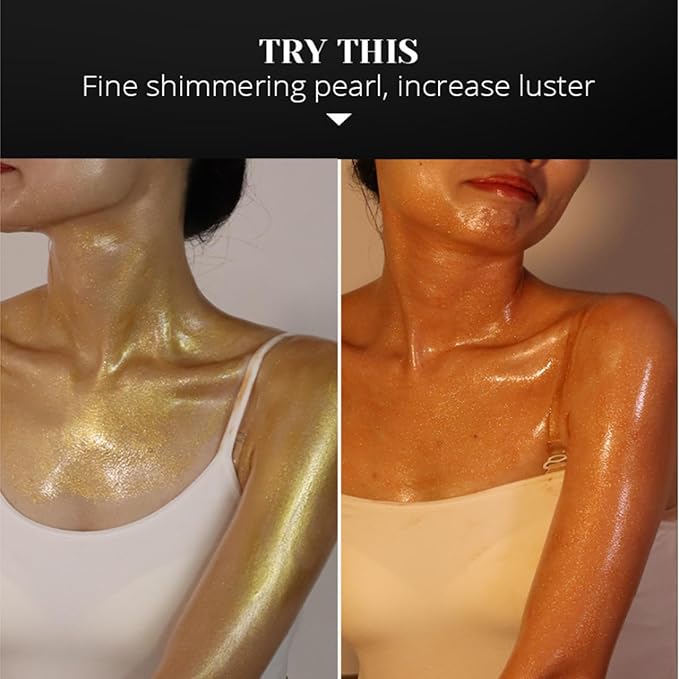 Shimmer Body Oil,Face and Body Liquid Luminizer,Waterproof Moisturizing Light Shimmer Glow Illuminator,Smooth Body Shimmer,Liquid Highlighter Makeup (Golden Brown)
