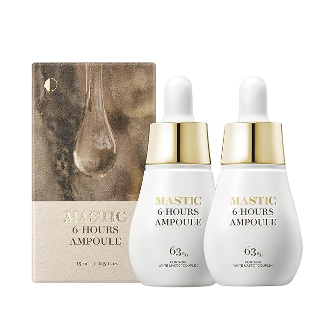 MASTINA Mastic Ampoule Serum Dropper Type (0.5fl oz, Pack of 2) White Mastic Complex 63%, Tranexamic Acid 2%, Niacinamide 5% - Face Serum for Firming, Hydrating, Radiant Glass Skin. Korean Skin Care