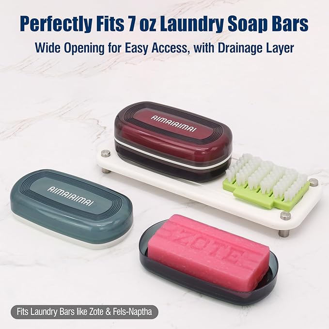 Shampoo Bar Holder Travel Case, Large Soap Holder for 5 oz/10 oz Oversized Bars, Durable & Versatile Storage Soap Container with Drainage Layer (1 Pack, Black Style A-Large)