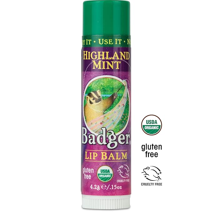 Badger Highland Mint Classic Lip Balm - 0.15oz Stick