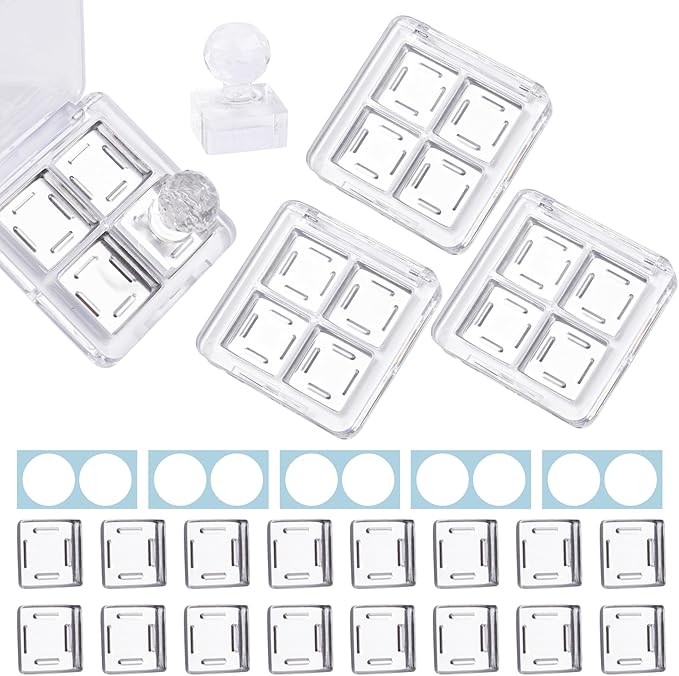 Framendino, 4 Sets Acrylic Empty Eye Shadow Pallet 4 Grids Eye Shadow Storage Case with Acrylic Seal for DIY Craft