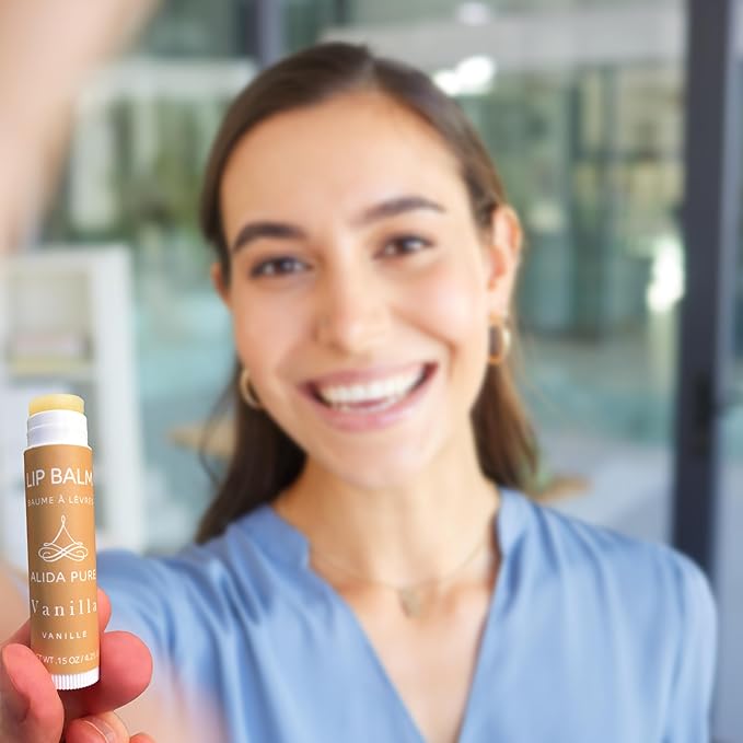 Vanilla Lip Balm Collection, Vegan Lip Balm Set, Beeswax Free, with Avocado Oil, Organic Jojoba Oil, and Vitamin E, Natural Moisturizer for Dry, Chapped Lips, 3 Tube Set