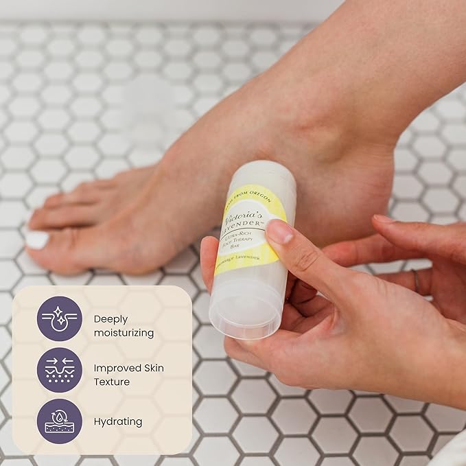 Victoria's Lavender Ultra Rich Foot Balm for Dry Cracked Feet - Heel Repair, Foot Softener Moisturizer with Lavender & Tea Tree Oil, Dry Feet Treatment & Care for Men & Women - Made in the USA - 2.5oz