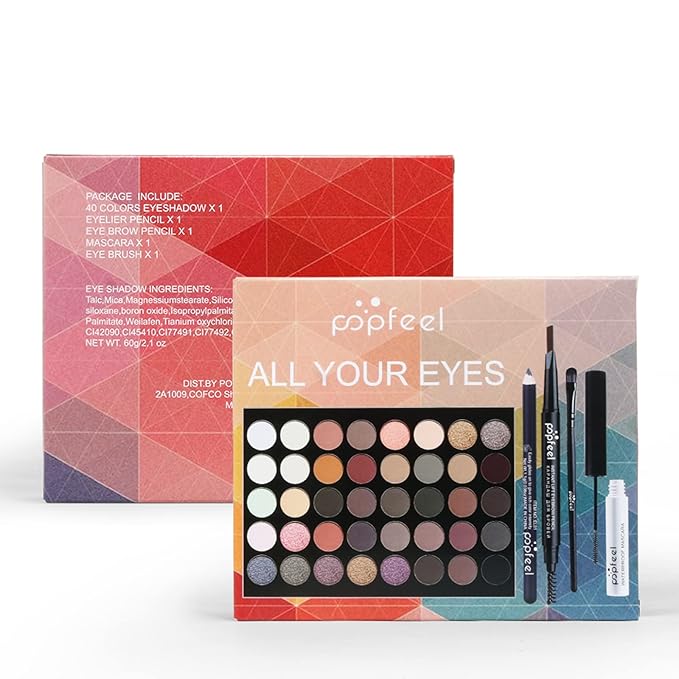 40 Colors Eyeshadow Palette All-in-one Holiday Makeup Gift Set | Full Makeup Kit for Women Essential Starter Bundle Include Eyebrow Pencil Eyeliner Mascara Soft Eye Shadow Brush