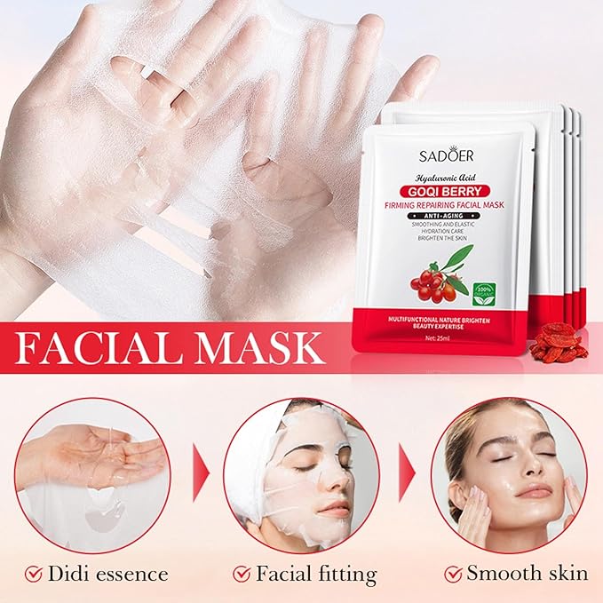 Goji Berry Skincare Sets, 6 In 1 Complete Facial Care Kit Antioxidant, Anti Aging Skin Care Set For Tighten, Lift & Reduce Wrinkles, Goji Berries Face Care Set For Women, Beauty Gift Set For Girls