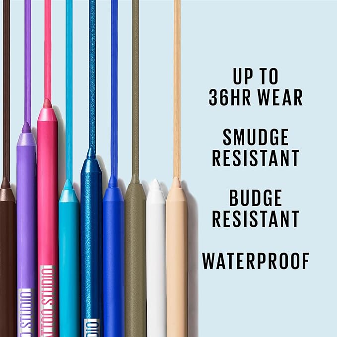 Maybelline TattooStudio Long-Lasting Sharpenable Eyeliner Pencil, Glide on Smooth Gel Pigments with 36 Hour Wear, Waterproof, Rich Amethyst, 1 Count