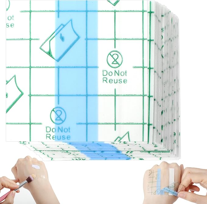 100 Pieces Makeup Hand Palette Single Use Makeup Mixing Palette Professional Makeup Artist Must Haves Disposable Transparent Waterproof Cosmetic Tray Adhesive Tape for Women and Girls