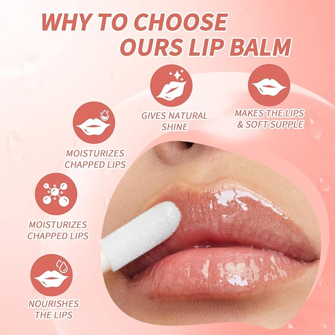 Plumping Lip Oil, Long Lasting Hydrating Lip Stain Lip Balm Revitalizing, Transparent and Tinting Lip Care Oil for Dry Lip (Peony)