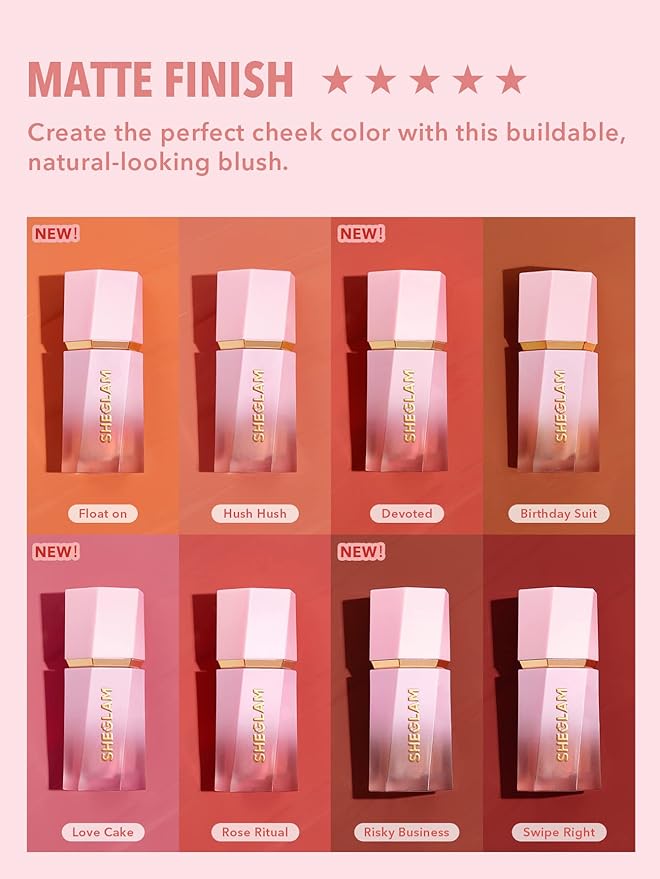 SHEGLAM Color Bloom Liquid Blush Makeup for Cheeks Matte Finish - Devoted