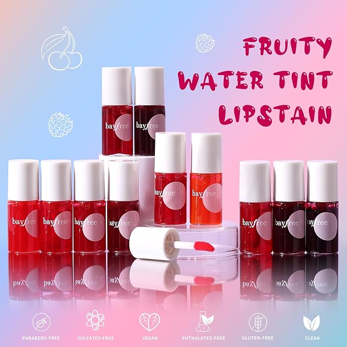 Lip Tint Stain, Long Lasting Korean Lip Stain Set, Non-sticky Waterproof Lightweight Lip and Cheek Tint, Moisturizing High Pigment Water Tint, Matte Finish Lip Tint