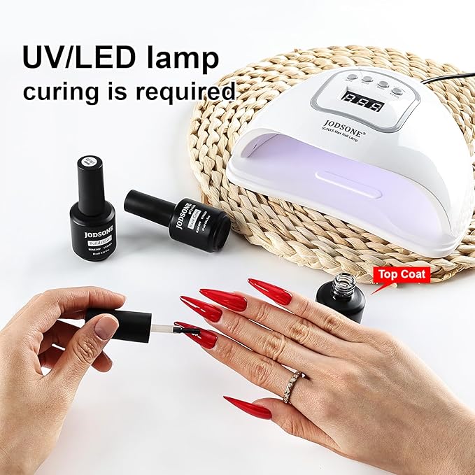 JODSONE 15ML Base Coat Top Coat and Builder Gel 3 PCS Gel Polish for Salon and Home Use