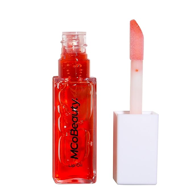 MCoBeauty Lip Oil Hydrating Treatment, Sheer Red, Moisturizing Shine for Naturally Beautiful Lips, Vegan, Cruelty Free Cosmetics