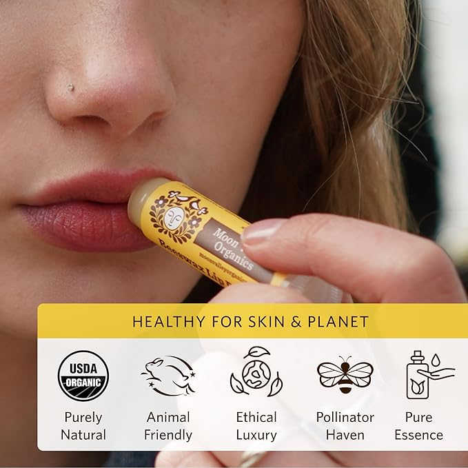 Moon Valley Organics Beeswax Lip Balm for Moisturizing Lips and Cuticles (SWEET HONEY, 3-Pack)