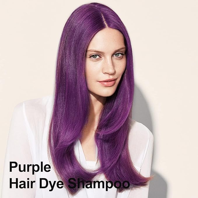 Purple Hair Dye Shampoo 3 in 1 for Vibrant Hair Color, Long-lasting & Natual Hair Color Shampoo, Herbal Ingredients Natural Shampoo Hair Dye Effect in Minutes, Gifts for Men Women 500ml