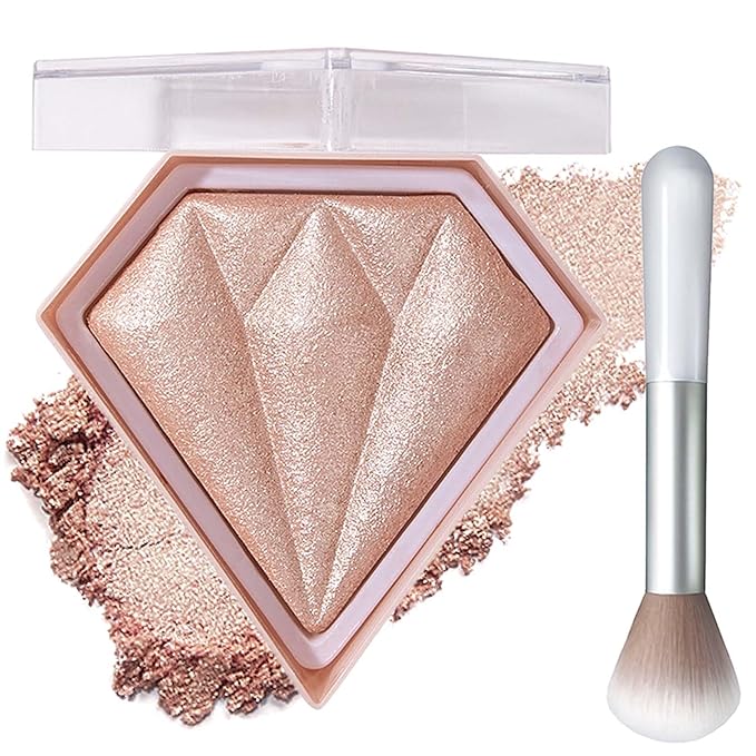 Face Glitter Blush Shimmer Waterproof Highlighter Blusher Powder,Facial Contour Corrector Long Lasting Glitter Illuminator Highlighter Palette Shimmer Highlight Makeup Palette(04#)